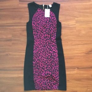 Black and pink leopard print dress
